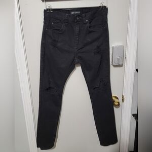 Empyre Verge Men's Distressed Skinny Jeans, Black, Size 30 Waist, Inseam 27